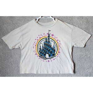 Disney Parks WDW Women's Short Sleeve Cropped T Shirt Castle Retro Glitch Sz 1X